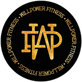 Will Power Fitness monogram, gold on black.